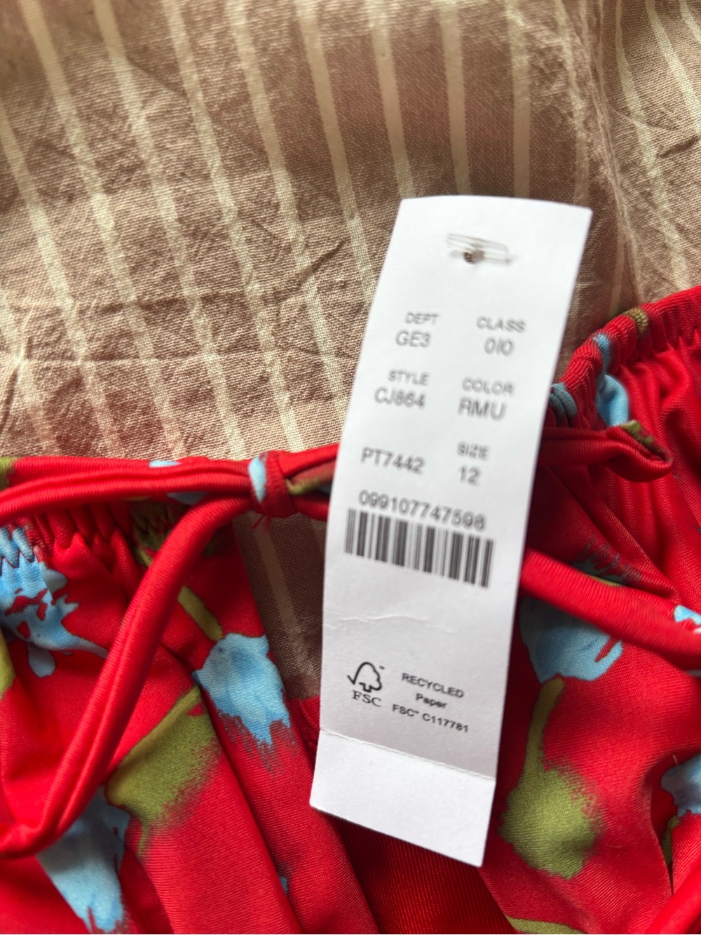 J. Crew Red One-Piece Swimsuit with Blue Floral Print - Picture 3 of 6
